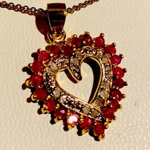 COPY - Ruby and Diamond heart pendant {authentic)